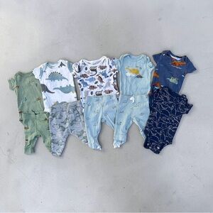 Carter's Baby Dino One-Piece and Pants Set in Green, Light Blue, Navy, White